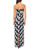 CeCe Women's Sequined Floral Strapless Maxi Dress