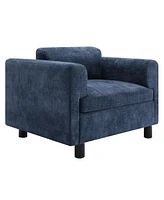 Modern Oversized Armchair Comfy Accent Chair Single Sofa for Living Room Bedroom Office Apartment, Woven Velvet Fabric, Blue