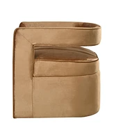 Modern Velvet Accent Chair with Ribbed Detail, Luxury Curved Fully Upholstered Accent Chair, Brown (No Assembly Needed)