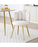 Streamdale Furniture Modern Velvet Dining Chairs Set of 2, Upholstered Woven Dining Chair with Golden Metal Legs, Upholstered Dining Chairs for Dining