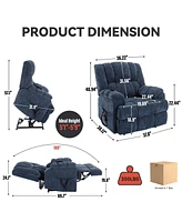 Dual Motor Heat Massage Infinite Position Up to 350 Lbs Electric Power Lift Recliners with Power-Remote, Medium-firm and Heavy Duty, Blue