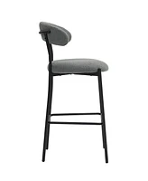 Streamdale Furniture 26" Counter height bar stools Teddy fabric cover kitchen island counter bar stool with black powder coating base and footrest(Gre