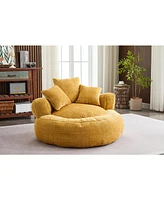 Foam Bean Bag Chairs for Adults/Teens with Filling, Bean Bag Lazy Sofa with Ultra Soft Chenille Cover, Round Bean Bag, Indoor & Outdoor(Yellow)