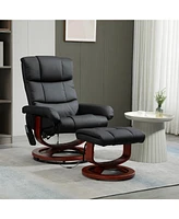 Streamdale Furniture Massage Recliner Chair with Ottoman, Swivel Recliner and Footrest, Faux Leather Reclining Chair with Remote Control, 10 Vibration