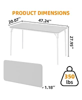 gaomon Folding Table, Portable Folding Card Rectangle Table with Sturdy Metal Frame, Pu Leather Upholstered Foldable Table
