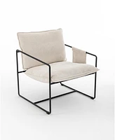 Slickblue Upholstered Hanging Armchair with Arm Pocket and Metal Frame for Relaxed Indoor Seating