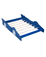 Slickblue Race Car-Shaped Platform Bed with Wheels for Exciting Kids' Bedroom Decor