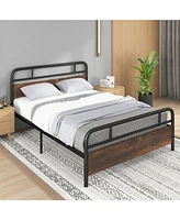 Sugift Queen Size Bed Frame with Industrial Headboard