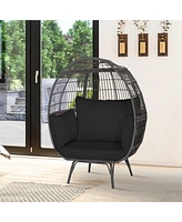 Sugift Oversized Indoor Wicker Egg Chair with Sturdy Metal Frame for Patio-Black