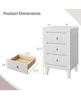 Sugift Modern Nightstand with 3 Drawers for Bedroom Living Room-White