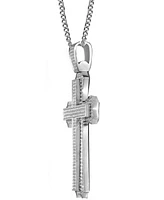 Cubic Zirconia Extra-Large Cross 24" Pendant Necklace in Stainless Steel