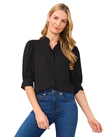 CeCe Women's 3/4-Sleeve Collared Button Down Blouse