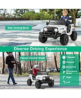 Hongge 12V Kids Ride on Truck Car with Remote Control Threaded Wheels and 3 Speeds