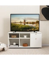Sugift Storage Cabinet Tv Console Cabinet with 2 Drawers and 4 Cubes for Entryway