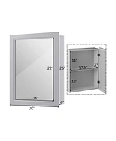 Sugift Wall-Mounted Mirrored Medicine Cabinet-Gray
