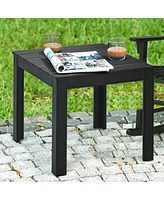 Sugift Wooden Square Patio Coffee Bistro Table-Black