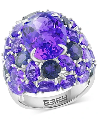 Effy Amethyst (11 ct. t.w.) & Iolite (2 ct. t.w.) Cluster Ring in Sterling Silver