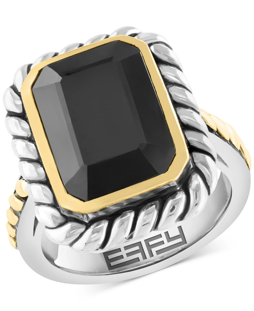 Effy Onyx Rope-Framed Statement Ring in Sterling Silver & 14k Gold-Plate