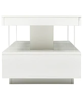 Slickblue Led Coffee Table with Storage, Modern Center Table with 2 Drawers and Display Shelves, Accent Furniture with Led Lights for Living Room