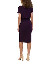 kensie Women's Tulip-Sleeve Tie-Waist Sheath Dress