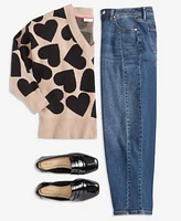 On 34th Heart Print Sweater Jeans Exclusively At Macys