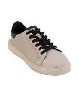 Karl Lagerfeld Paris Men's Tumbled Leather Embroidered Logo Sneaker