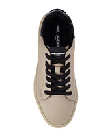 Karl Lagerfeld Paris Men's Tumbled Leather Embroidered Logo Sneaker