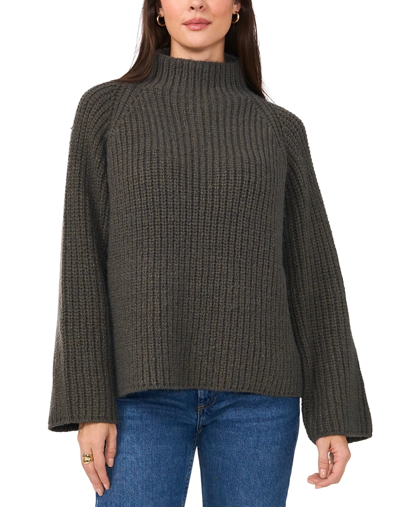 Vince Camuto Women's Ribbed Funnel-Neck Raglan Sleeve Sweater