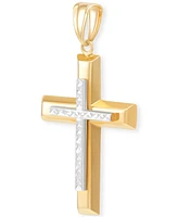 Polished Cross Pendant in 14k Yellow & White Gold