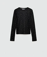 Mango Women's Rhinestones Detail Fine-Knit Sweater