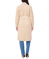 Vince Camuto Women's Cable-Knit-Sleeve Belted Coat