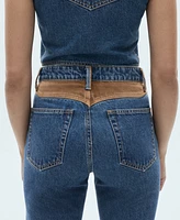 Mango Women's Contrast Details Bannack Jeans