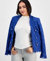 I.n.c. International Concepts Petite Tweed Collarless Blazer, Exclusively at Macy's