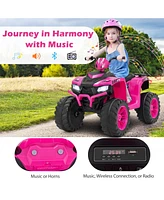 Hongge 24V Kids Ride-On Electric Atv with Wireless Connection for Toddlers 3-8 Years Old-Pink