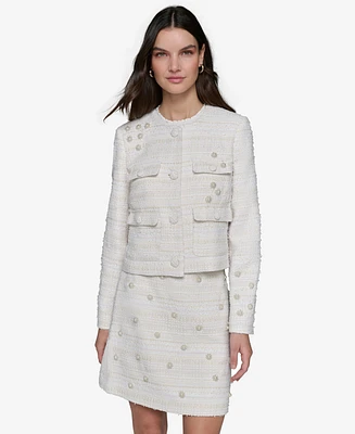 Karl Lagerfeld Paris Women's Embellished Tweed Jacket