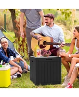 Sugift 30 Gallon Deck Box Storage Container Seating Tools-Black