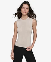 Karl Lagerfeld Paris Women's Ruffled Rib-Knit Sleeveless Top