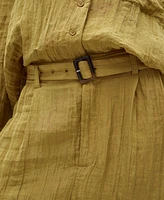 Mango Women's Belt Detail Textured Pants
