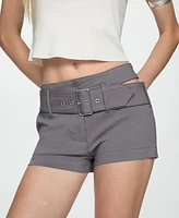 Mango Women's Belt Detail Asymmetrical Shorts