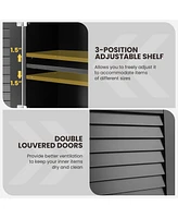 Sugift 2-Doors Bathroom Wall-Mounted Medicine Cabinet with Towel Bar-Black