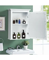 Sugift Bathroom Mirror Cabinet Wall Mounted Adjustable Shelf Medicine Storage-White