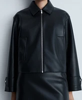 Mango Women's Detachable Sheepskin Collar Jacket
