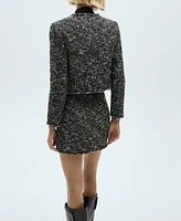 Mango Women's Frayed Ends Tweed Jacket