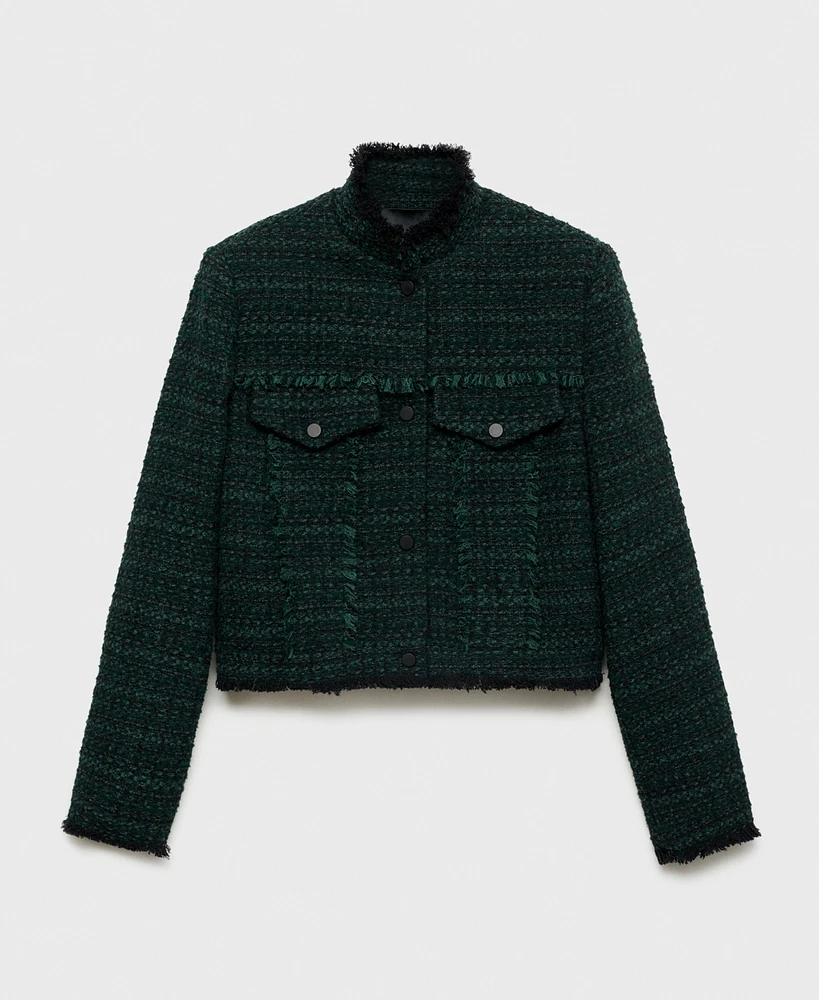 Mango Women's High-Collar Tweed Jacket