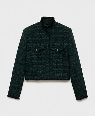 Mango Women's High-Collar Tweed Jacket