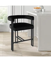 Maison Boucle Set of 3 Modern Velvet Counter Stools,Armrest Bar Stools for Kitchen with 3 Legs Design-Maison Boucle