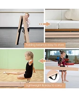 Hongge 7 Feet Folding Portable Floor Balance Beam with Handles for Gymnasts