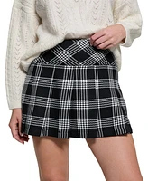 Guess Women's Reeva Pleated Side-Zip Plaid Skirt