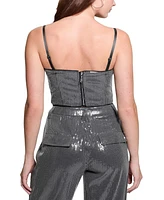 Guess Women's Cassia Sleeveless Sequin Bustier Crop Top