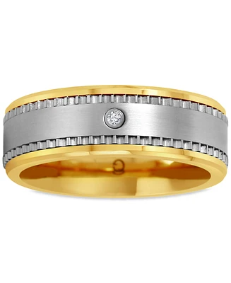 Men's Diamond Accent Two-Tone Ceramic & Stainless Steel Band